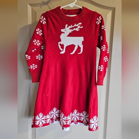 smiling pinker Other - SMILING PINKER Little Girls Red Christmas Dress Reindeer Snowflake 4T-5T Heavy